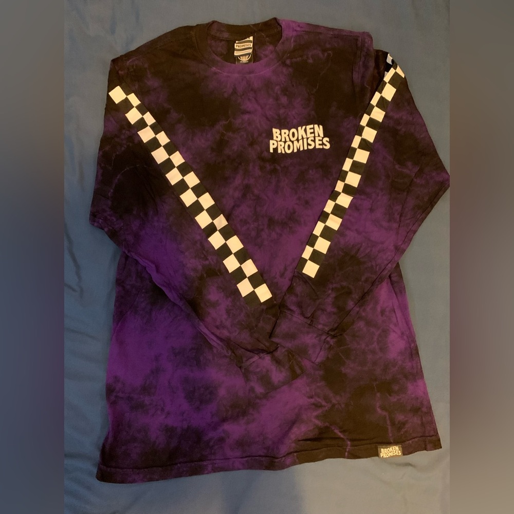 Broken Promises purple and black long sleeve shirt Medium